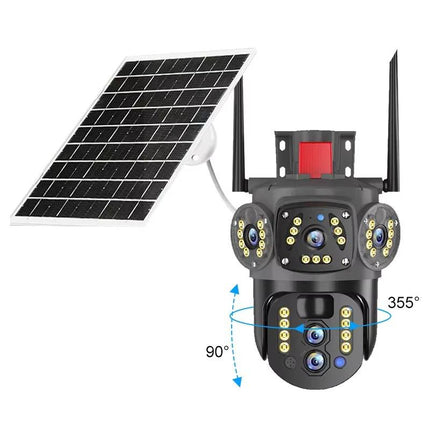 4G Solar Security PTZ Camera with Tri-Lens System, 10X Hybrid Zoom & Full-Color Night View