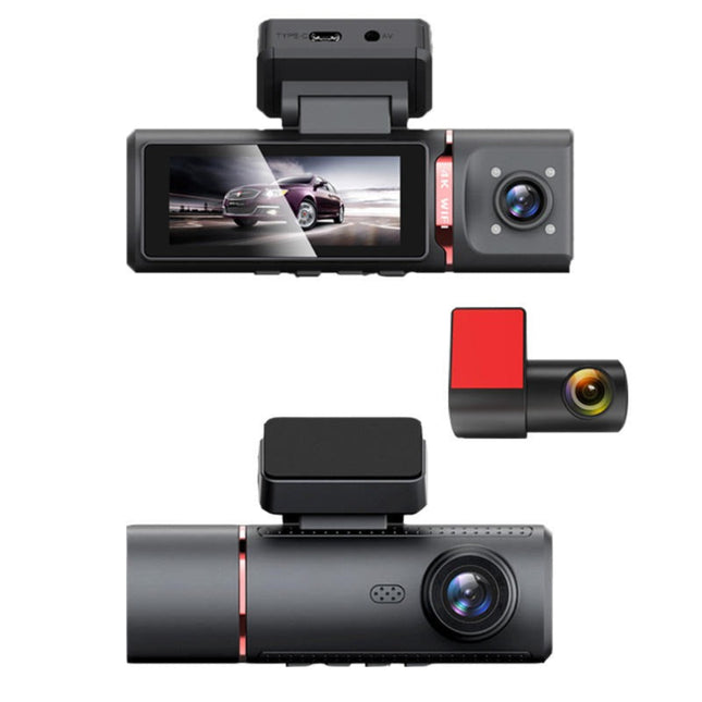 Triple Lens 4K Car Dash Camera – Front, Rear & Interior Recording with WiFi Black