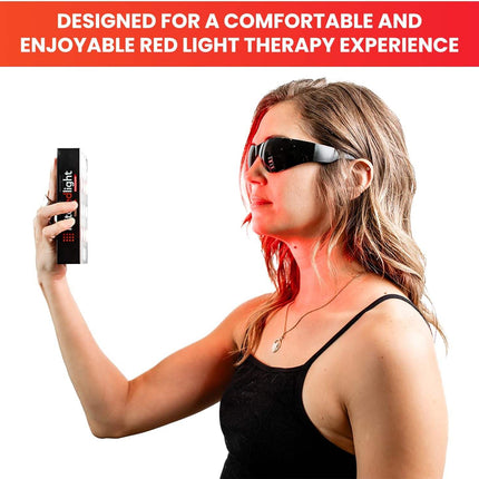 Rechargeable Red Light Eye Relaxation Glasses Portable & Comfortable Fit Black
