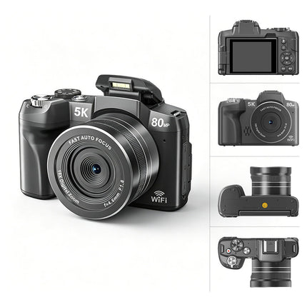 5K 80MP Digital Camera with 18X Digital Zoom, WiFi and 3.0" Flip Screen