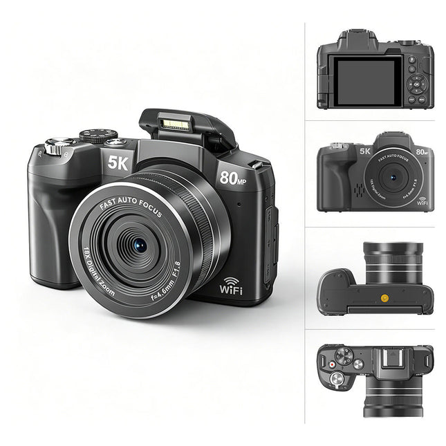 5K 80MP Digital Camera with 18X Digital Zoom, WiFi and 3.0" Flip Screen
