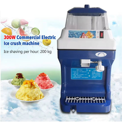 Commercial Electric Ice Shaver 300W High-Speed Ice Crusher | Intelligent Automatic Shaved Ice Maker | 200kg/h Output