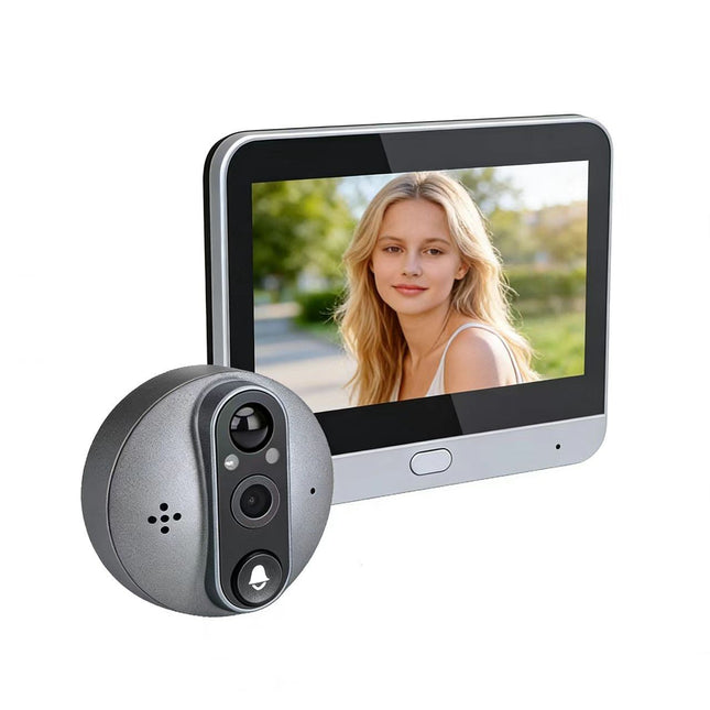 Cordless WiFi Video Doorbell Camera with 4.3 Inch Monitor, 3MP HD, Two-Way Audio & PIR Motion Detection