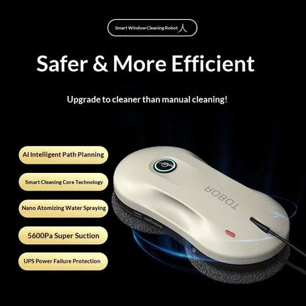 Cordless Window Cleaning Robot with 70ml Tank, Remote Control & Multi-Surface Glass Cleaning
