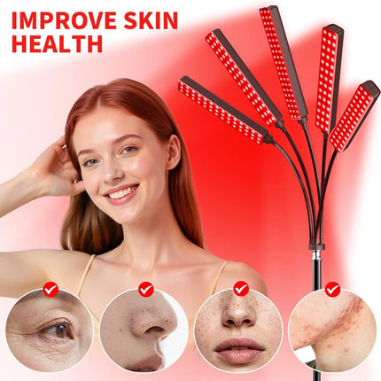 Adjustable Multi-Head Red Light Relaxation Floor Lamp with Stand – Professional Home Recovery & Skin Care System