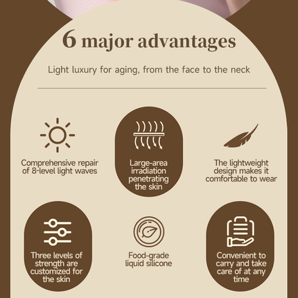 Silicone LED Face and Neck Mask with 7-Colour Light Relaxation and Infrared for Skin Support