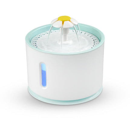 2.4L Automatic Pet Water Fountain with LED Flower Design & Silent Pump