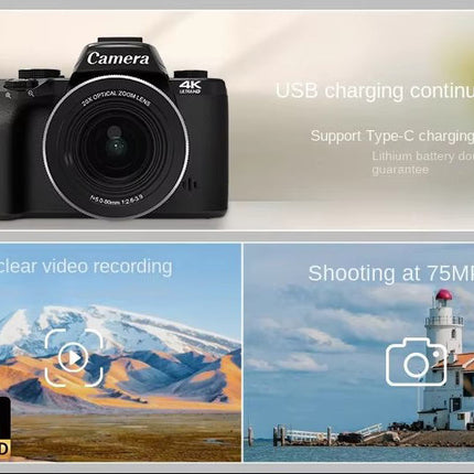 4K Digital Camera with 20X Optical Zoom, 75MP Recording & 4.0" Touch Screen