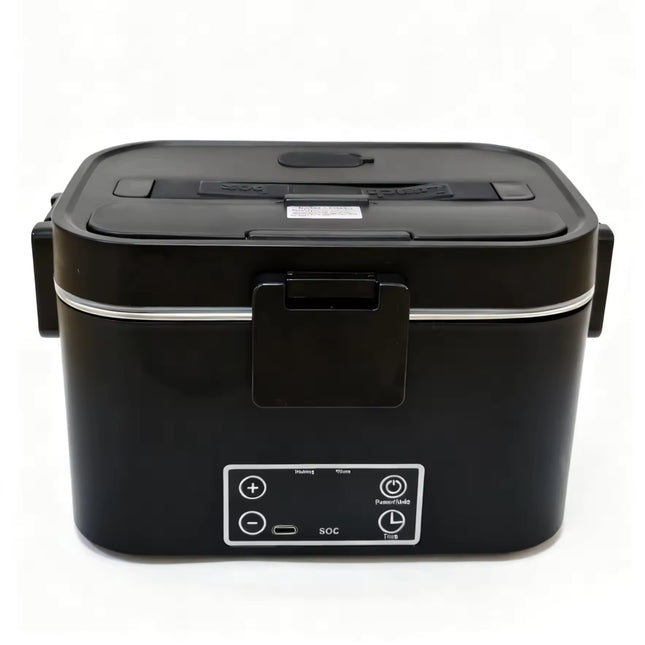 Cordless Electric Lunch Box 1.8L Rechargeable Portable Food Warmer with Timer LED Display Stainless Steel