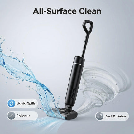 Cordless Wet & Dry Vacuum Mop 22.2V 9kPa Suction, LED Display, Self-Cleaning, 48 Min Runtime
