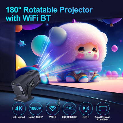 Portable Full HD Projector Android OS WiFi Bluetooth Large Screen Support