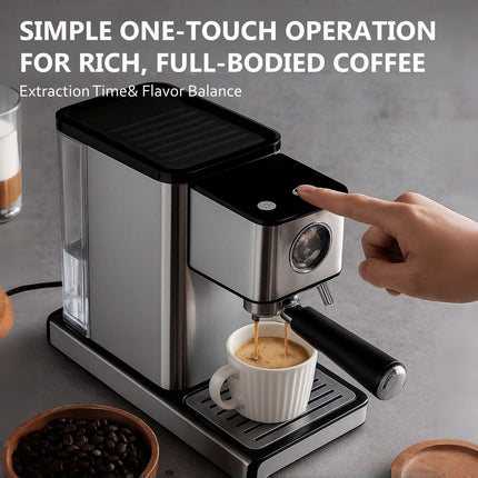 Stainless Steel 15 Bar Espresso Coffee Machine with 1.2L Tank