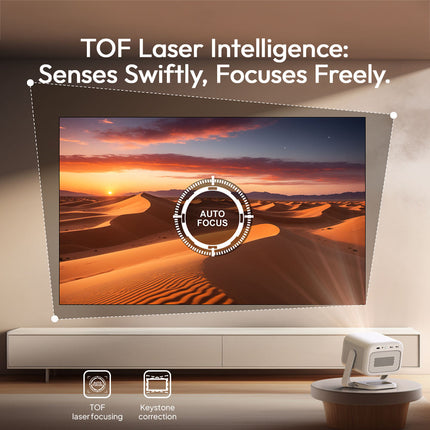 Compact Google TV Portable Projector 1080P 700ANSI with Auto Focus & Built-in Battery