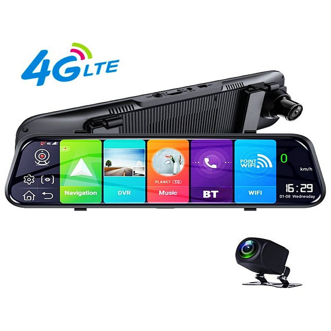 10 Inch Android Touchscreen Dash Camera with Dual Cameras, Wi-Fi, Bluetooth & 32GB Storage