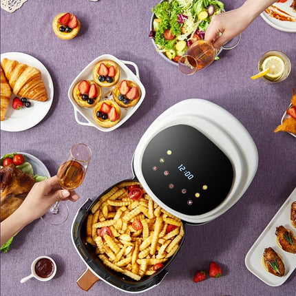 Large 8L Digital Air Fryer with Touch Controls – Fast, Soothethy Cooking, White