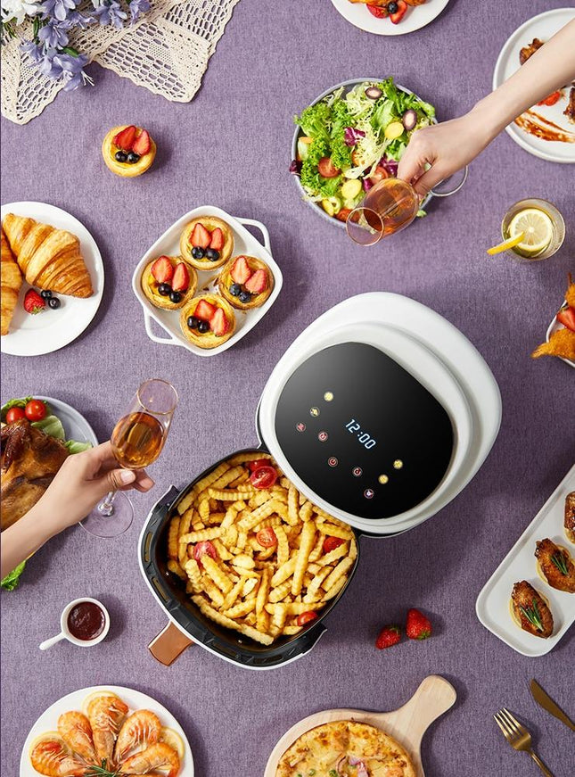 Large 8L Digital Air Fryer with Touch Controls – Fast, Soothethy Cooking, White