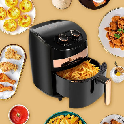 5L Air Fryer with Manual Dial Control 1000W Countertop Kitchen Appliance