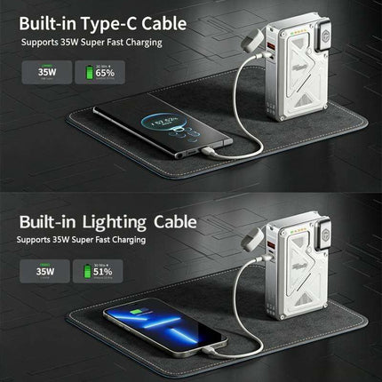 Portable 20000mAh Rechargeable Power Bank with Integrated AC Charger