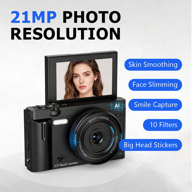 21MP Digital Camera with 1080P Video, 3.0" Touch Screen, WiFi and LED Fill Light