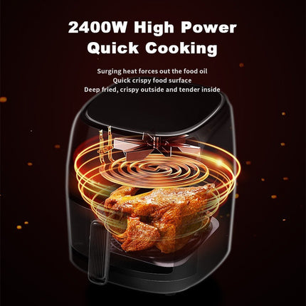Large Capacity Digital Air Fryer Glass Body 8L 1350W Fast Even Cooking Black