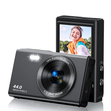 44MP 4K Digital Camera with Autofocus, 16x Digital Zoom, 2.4 Inch Screen & LED Fill Light
