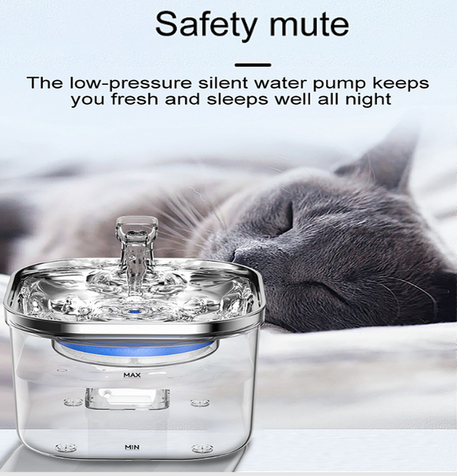 2L Pet Water Fountain with 304 Stainless Steel Dish and Multi-Stage Filtration