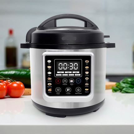 1000W Electric Pressure Cooker 6L Capacity with Digital Controls and Aluminum Inner Pot