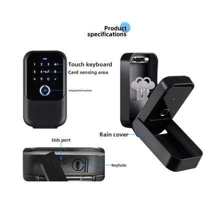 Smart Wall Mounted Key Lock Box with Fingerprint, App Control and Backup Key