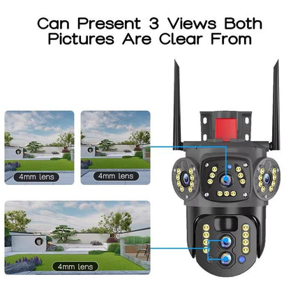 4G Solar Security PTZ Camera with Tri-Lens System, 10X Hybrid Zoom & Full-Color Night View