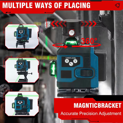 4D Multi Plane Green Laser Level 360 Degree for Precise Alignment