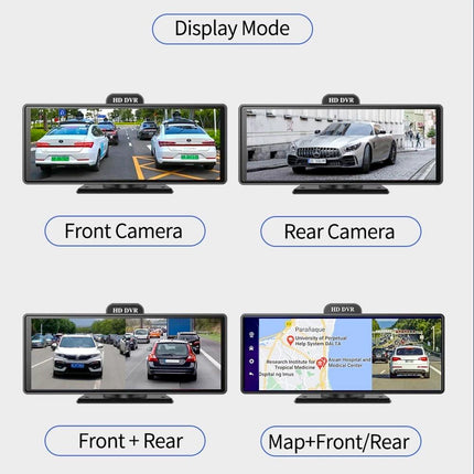 10.26 Inch Portable Android 13 Car Display with Dual Dash Cameras, Wireless CarPlay & Android Auto