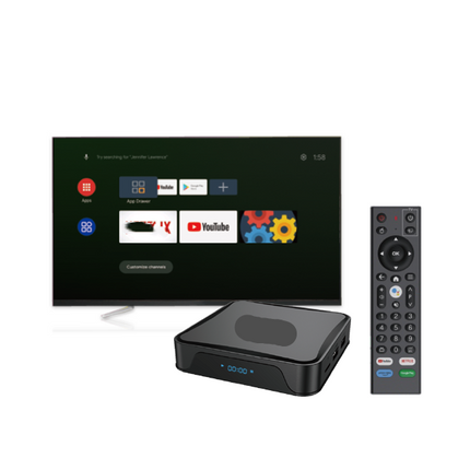 High-Speed 8K Android 12 TV Box with Quad-Core Processor, Dual-Band WiFi, and Voice Remote