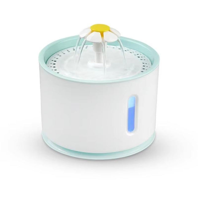 2.4L Automatic Pet Water Fountain with LED Flower Design & Silent Pump
