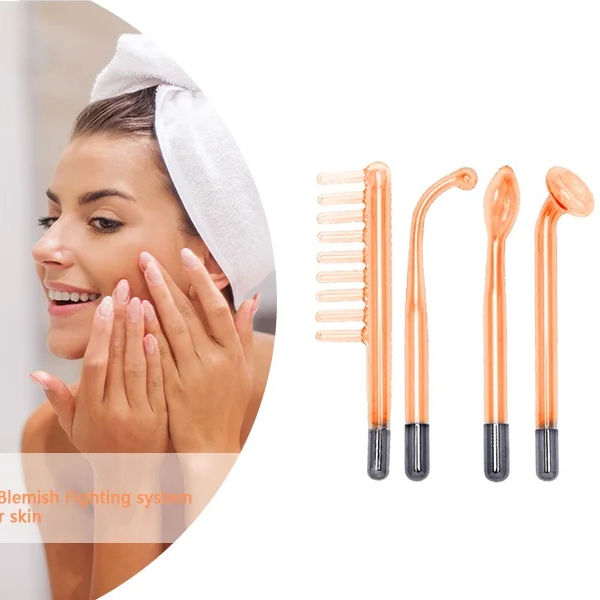 4 in 1 Facial High Frequency Wand Orange Light 7 Levels for Skin Care
