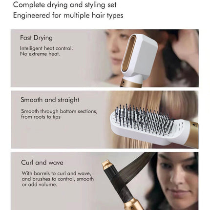 Professional 6-Attachment Hot Air Hair Styling Tool with Ionic Care & Travel Voltage
