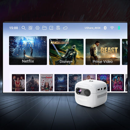 Portable Outdoor Projector 150 ANSI Lumens with Auto Focus & Android 13
