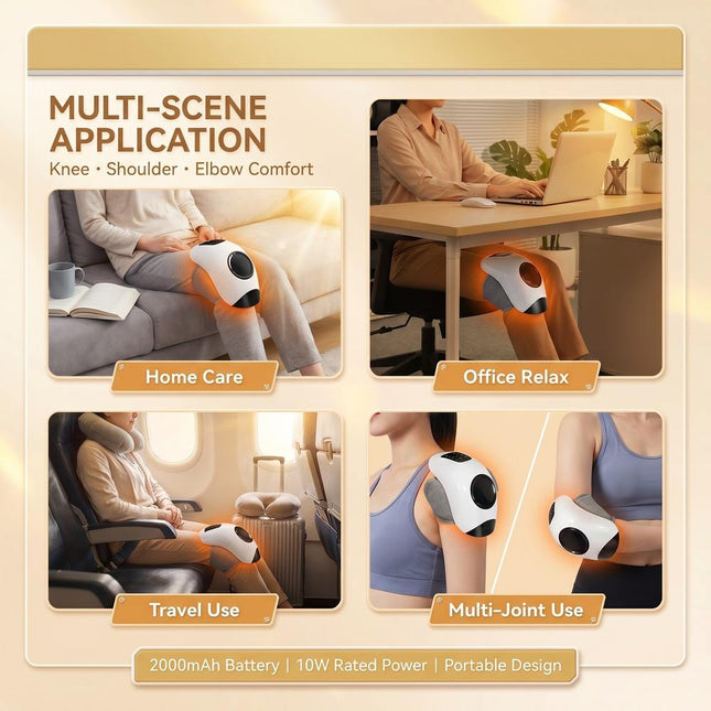Rechargeable Heated Knee Relaxation Wrap with Smart Vibration & Dual Motor Support