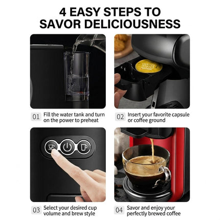 19 Bar Espresso Coffee Maker with Milk Frother, 1450W Compact 0.6L Coffee Machine