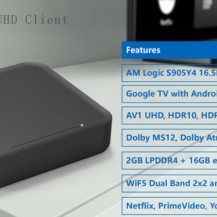 Smart Android Streaming Box with Ultra HD Playback, 2GB Memory & Quad-Core CPU