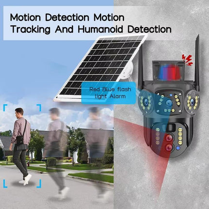 4G Solar Security PTZ Camera with Tri-Lens System, 10X Hybrid Zoom & Full-Color Night View