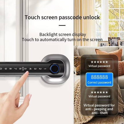 Smart Fingerprint Door Handle Lock with Bluetooth, Passcode, IC Card & Key Access