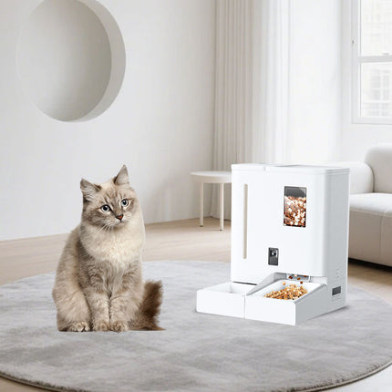 2-in-1 Automatic Pet Food and Water Dispenser with Large Capacity Gravity Feeding Station