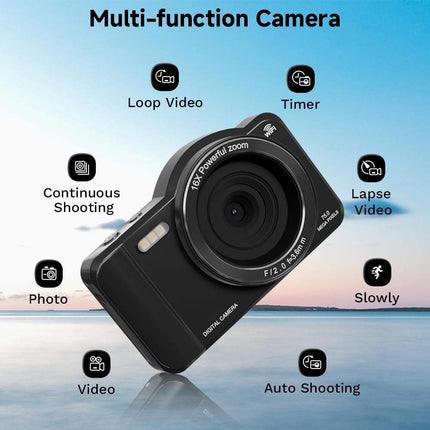 75MP 4K Digital Camera with Autofocus, 16X Digital Zoom, 2.8 Inch HD Touchscreen & Dual Cameras