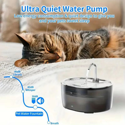 3.2L Stainless Steel Pet Water Fountain with Automatic Water Circulation and Silent Pump