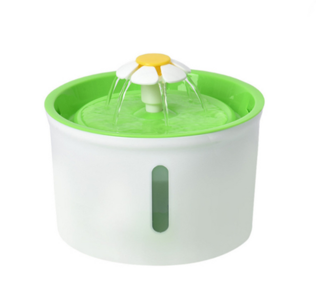 1.6L Flower Pet Water Fountain with LED Light and Silent Adjustable Pump