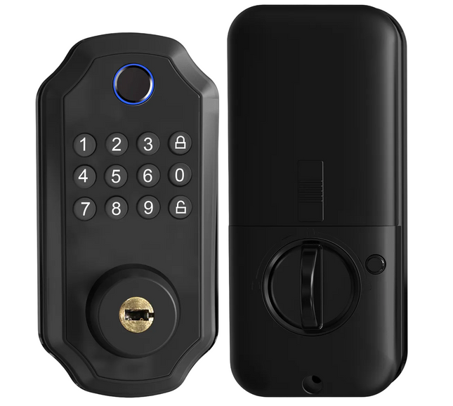 Smart Fingerprint Deadbolt Door Lock with Bluetooth App Access & 4 Unlock Methods