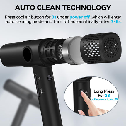 Professional Ultra-Fast Ionic Hair Dryer with Smart LCD Display, Cool Air Mode & Extra-Long Cord