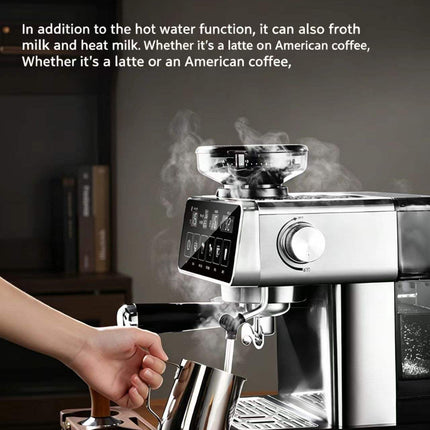 Automatic Espresso Coffee Machine with 2L Water Tank, Integrated Bean Grinder, 20 Bar