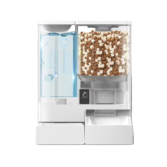 2-in-1 Automatic Pet Food and Water Dispenser with Large Capacity Gravity Feeding Station