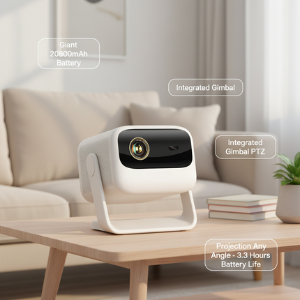 Compact Google TV Portable Projector 1080P 700ANSI with Auto Focus & Built-in Battery